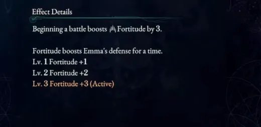 The in-game tooltip panel for Fortification, showing its name, its stat block and the description the game itself prints for it